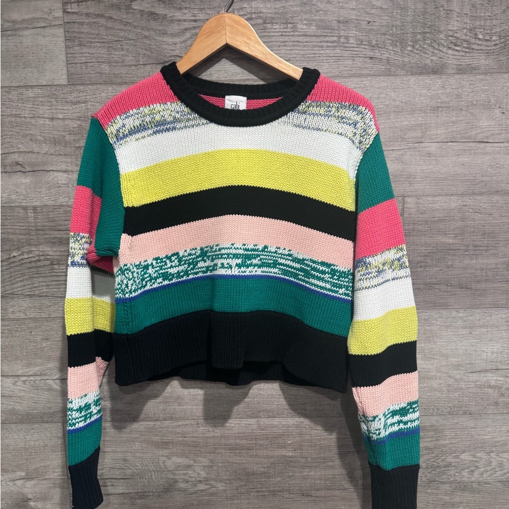CAbi Colorful Stripe Crop Sweater - Picture 3 of 7